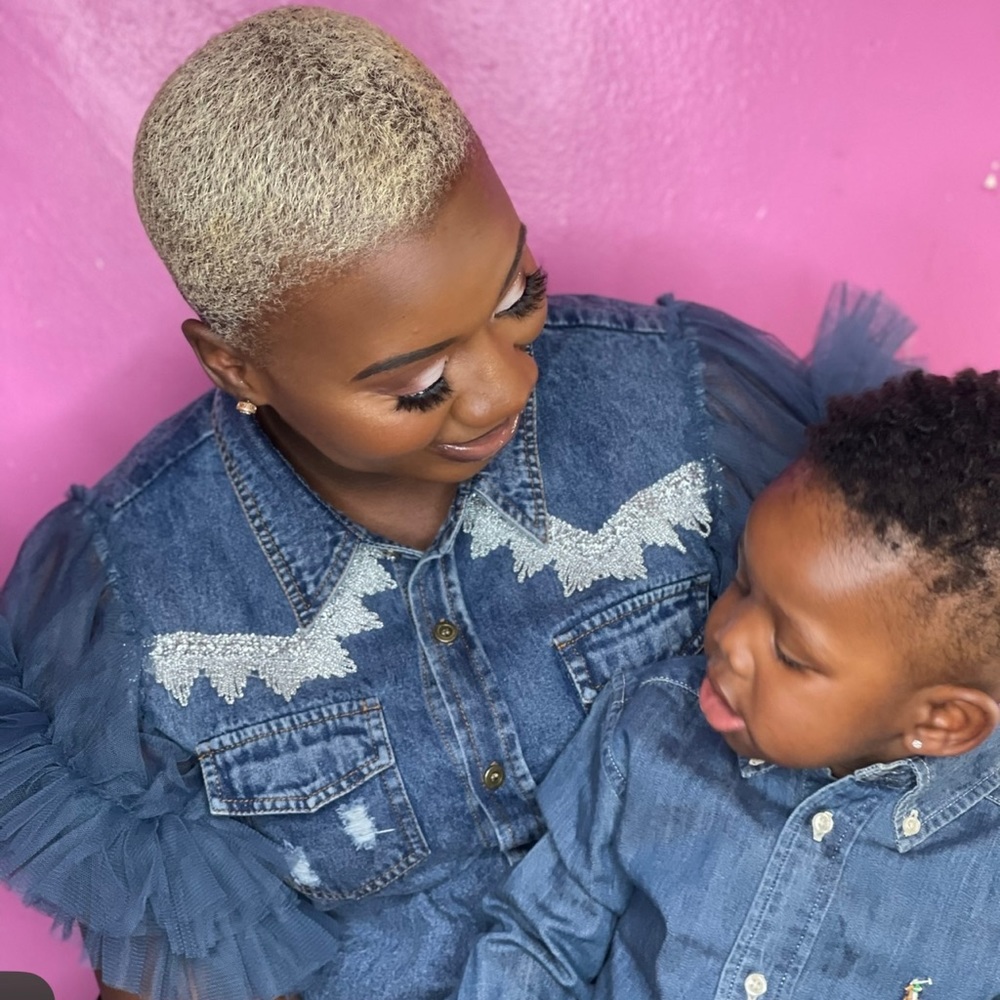Mother and Son denim shirts.
